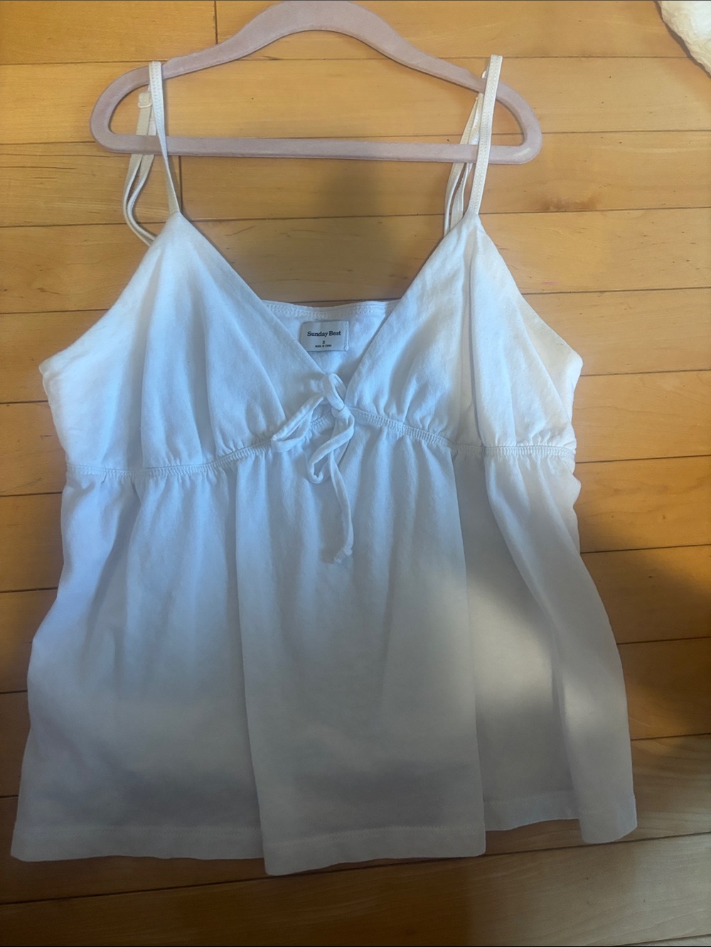 Aritzia White Spaghetti-Strap Tie-Front Camisole